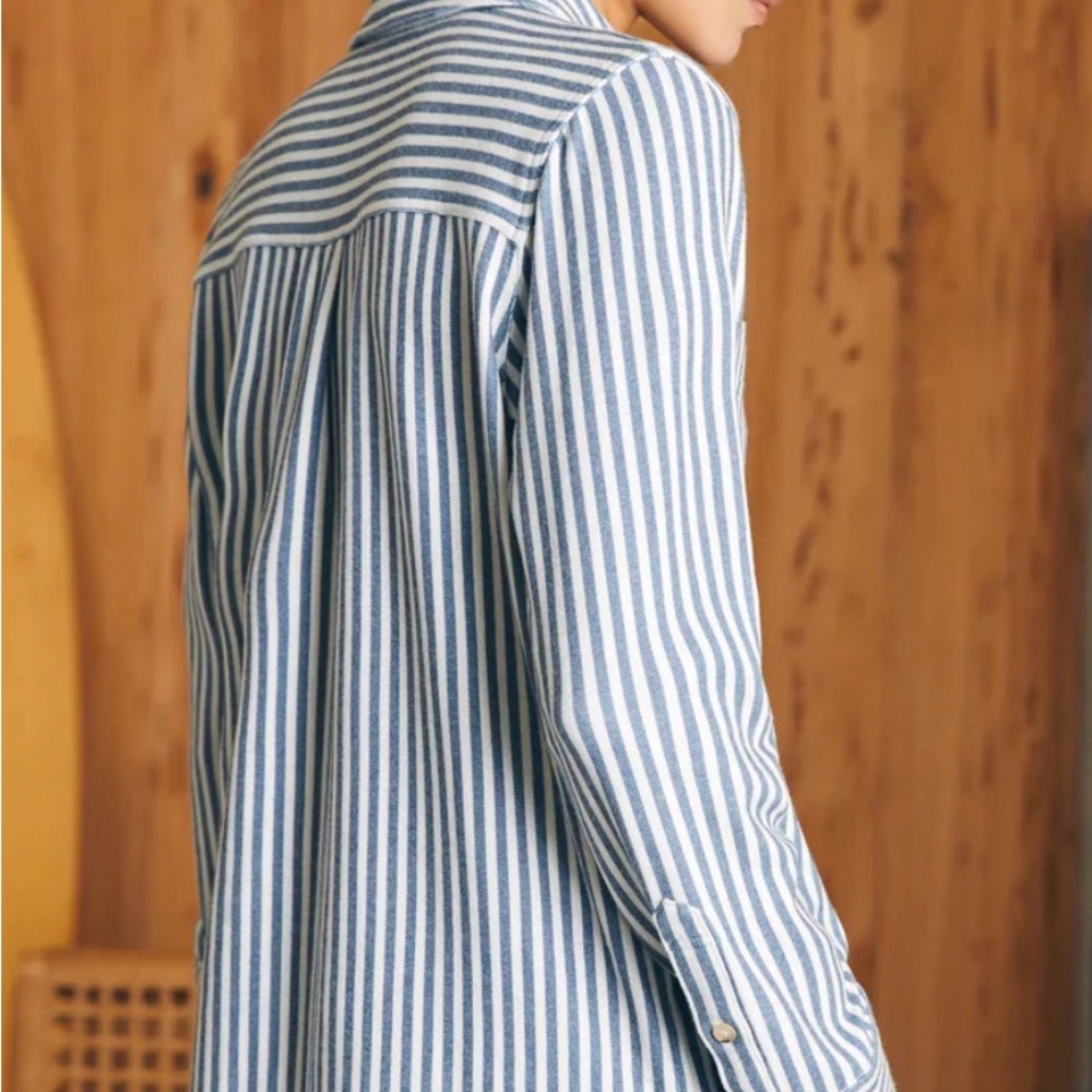 FAHERTY Legend sweater shirt navy blazer stripe medium $168 SUPER SOFT - Picture 3 of 10